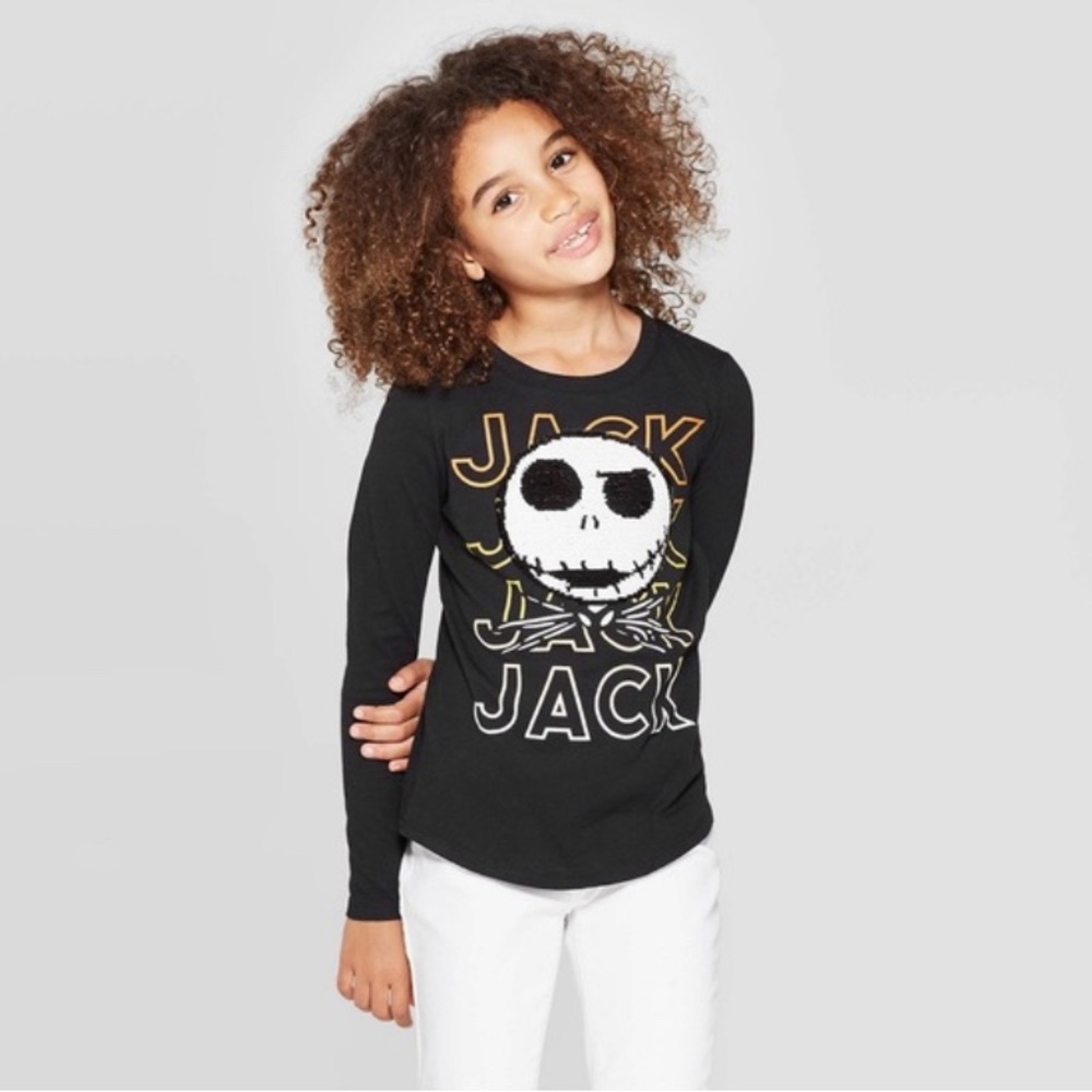 Jack Skellington Flip-Sequin girls top Girl XL black sequins The nightmare